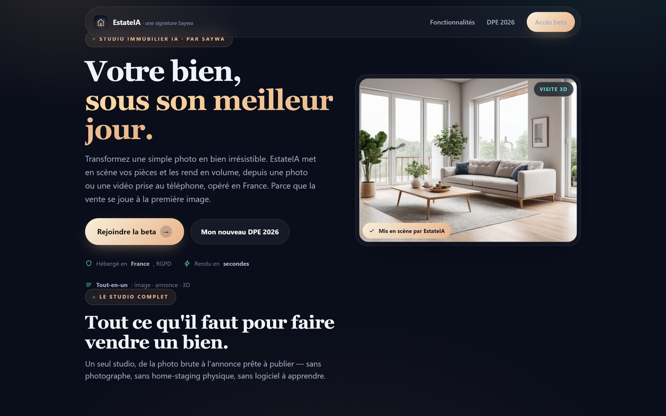 EstateIA · mise en scène automatique d’un bien immobilier