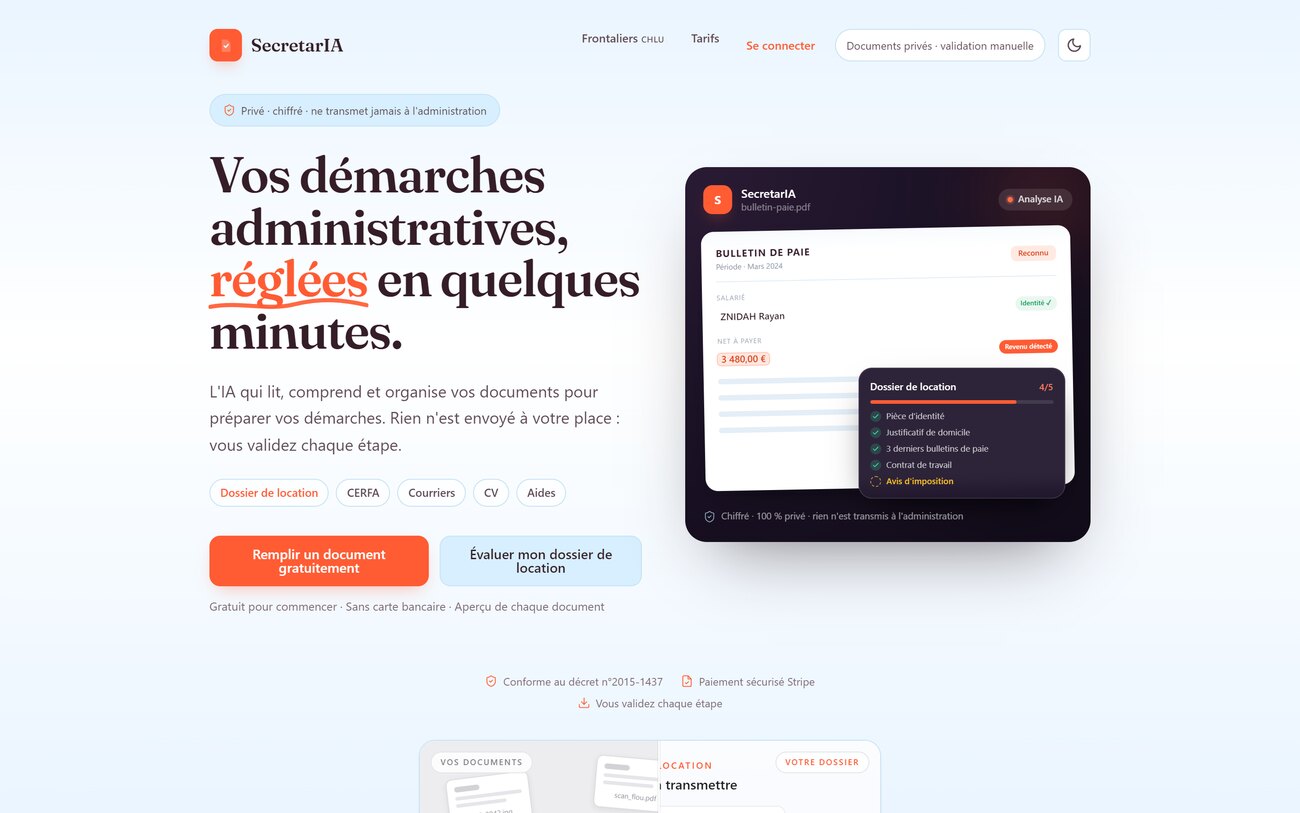 SecretarIA · dossier administratif préparé automatiquement