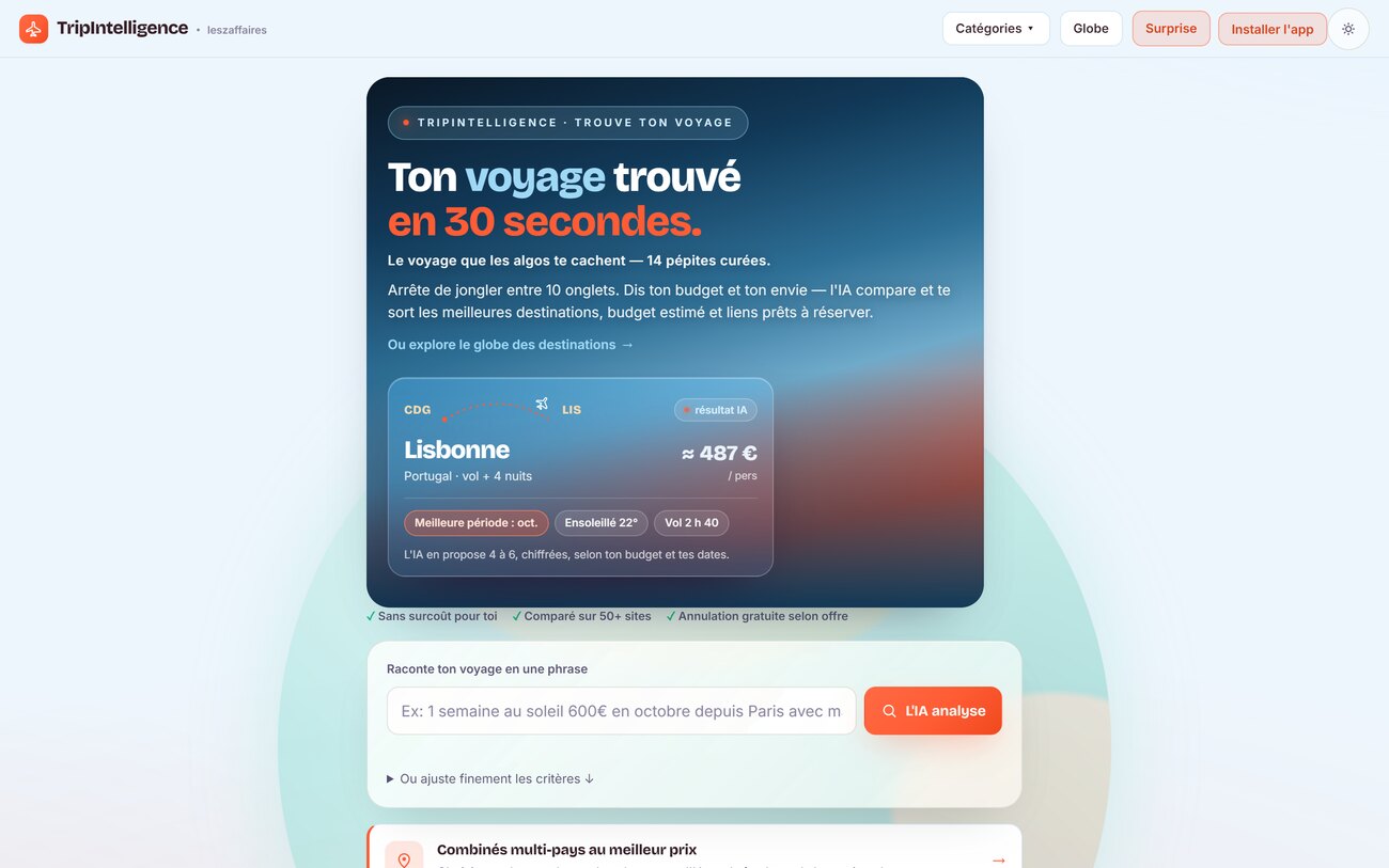 Voyage IA · recherche de voyage en langage naturel